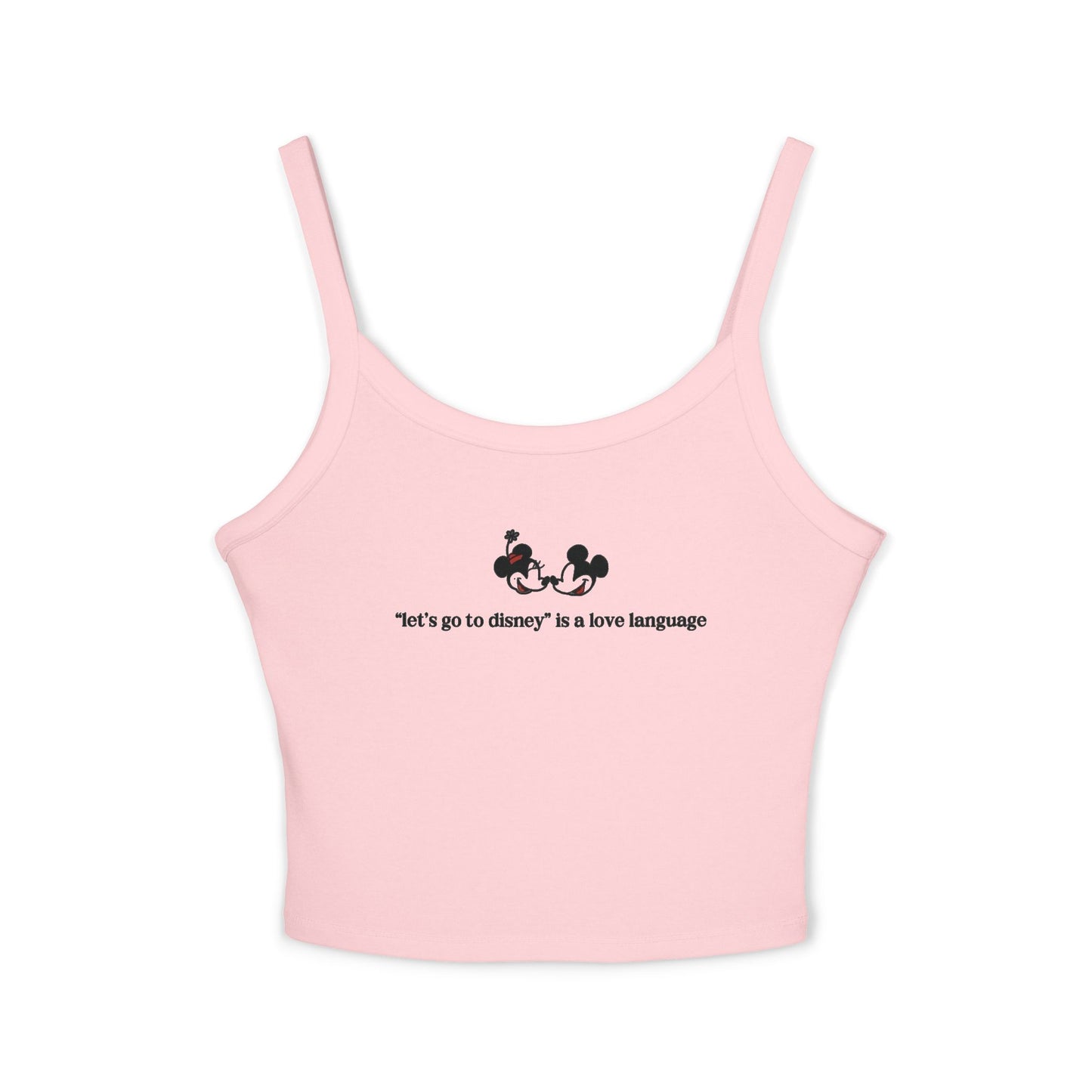 Spaghetti Tank Top — Cute Disney Mickey & Minnie Design with "Disney is my love Language" Text