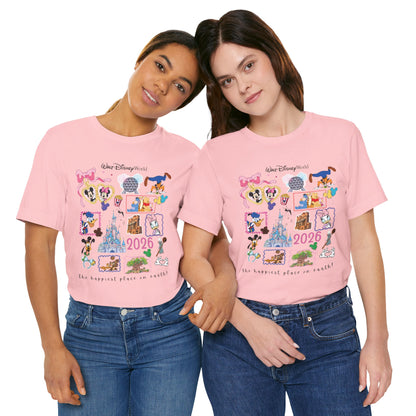 Walt Disney World 2026 Collage Tee | Castle Characters & Park Icons