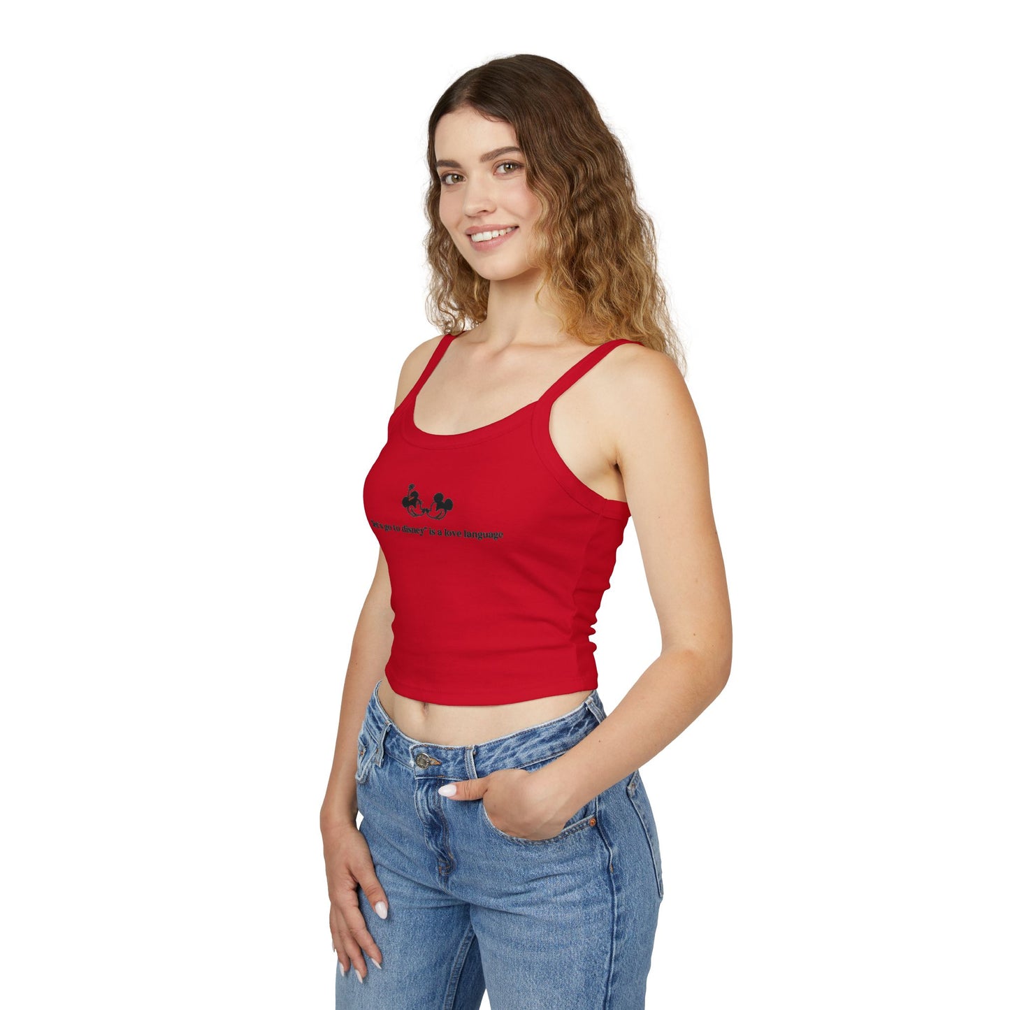Spaghetti Tank Top — Cute Disney Mickey & Minnie Design with "Disney is my love Language" Text