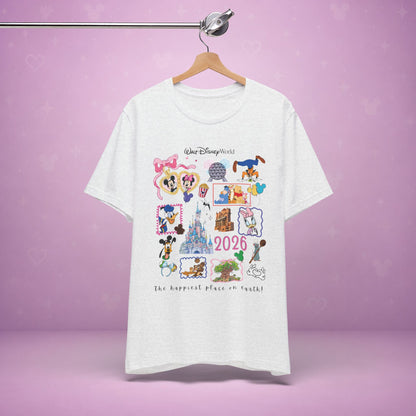 Walt Disney World 2026 Collage Tee | Castle Characters & Park Icons