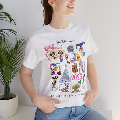 Walt Disney World 2026 Collage Tee | Castle Characters & Park Icons