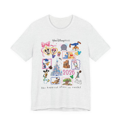 Walt Disney World 2026 Collage Tee | Castle Characters & Park Icons