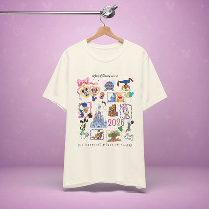 Walt Disney World 2026 Collage Tee | Castle Characters & Park Icons