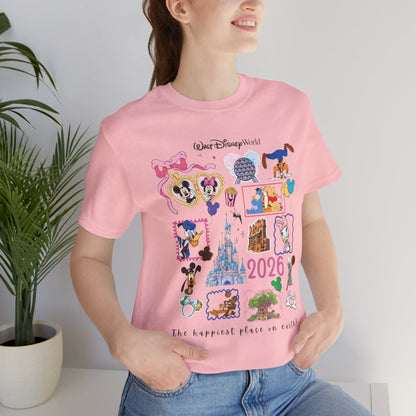 Walt Disney World 2026 Collage Tee | Castle Characters & Park Icons