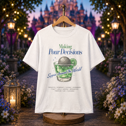 Disney Epcot Inpired Making Pour Decisions Tee — Cocktail Epcot Ball Design