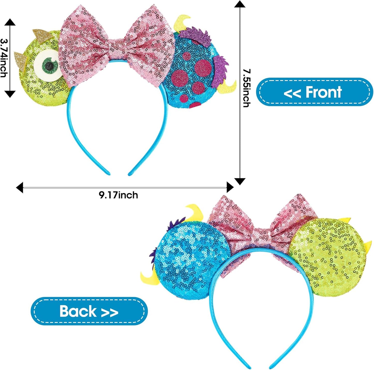Monster's Inc Sulley & Mike Wazowski Inspired Ears