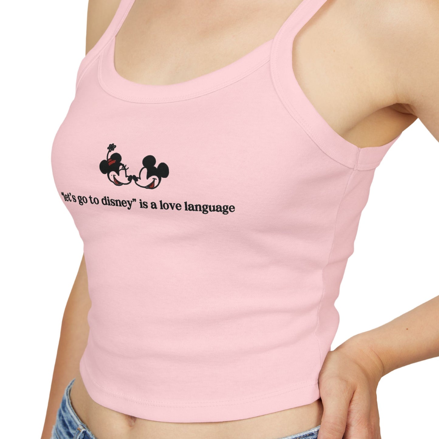 Spaghetti Tank Top — Cute Disney Mickey & Minnie Design with "Disney is my love Language" Text