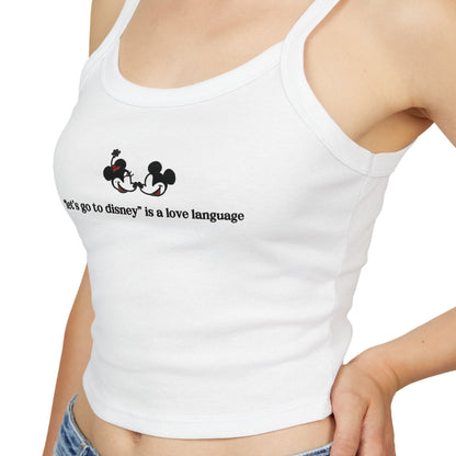 Spaghetti Tank Top — Cute Disney Mickey & Minnie Design with "Disney is my love Language" Text