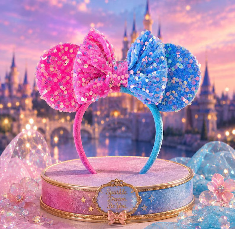 Pink & Blue Cotton Candy Sequin Ears
