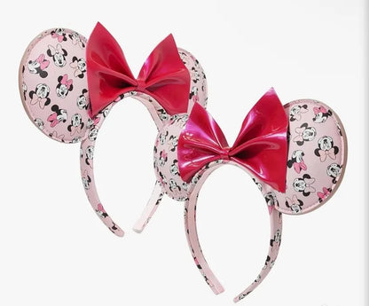 Pink Minnie Mouse Print Inspired Ears