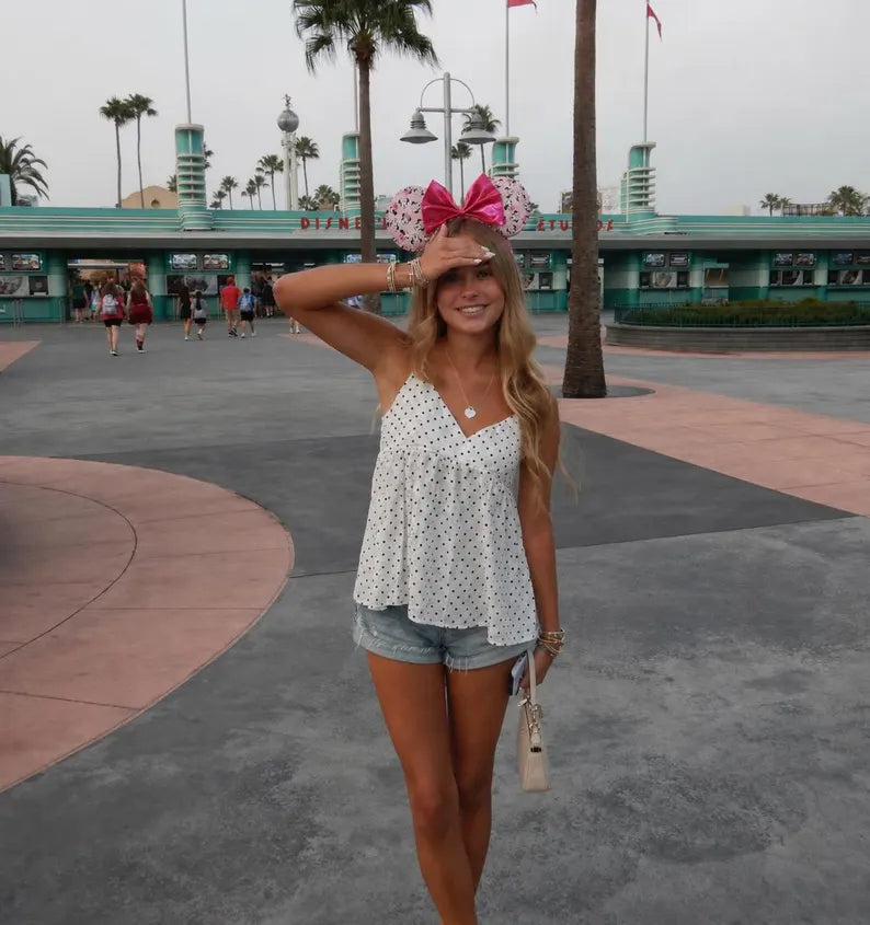 Pink Minnie Mouse Print Inspired Ears