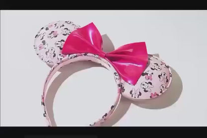Pink Minnie Mouse Print Inspired Ears